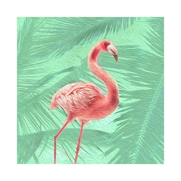 Mint + Pink Tropical Flamingo by peachesinthewild