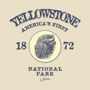 Yellowstone, America's First, National Park with Tough Old Bison T-Shirt