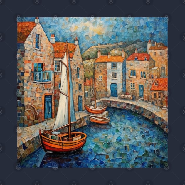 Mousehole Mosaic Folk Art Scene by EpicFoxArt