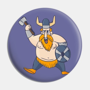 Angry Viking Warrior in a cartoon style Pin