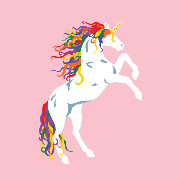 Rainbow Maned White Unicorn by PeregrinusCreative