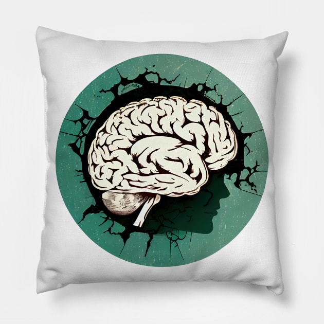 Brain Storm Retro Art Pillow by Vooble