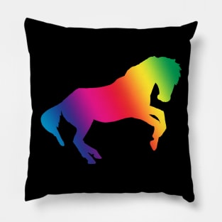 Rainbow rearing horse shadow Pillow