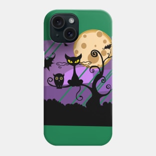 Halloween Night Owl & Cat & Bat Phone Case