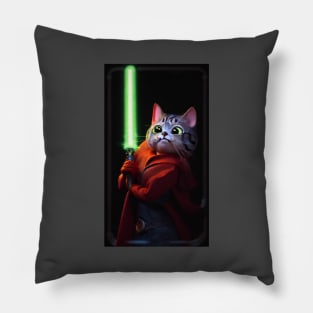 Fun Cat Print ~ AI Art ~ Fantasy Cat ~ Sci-fi Cat ~ Cats with Lightsabers Pillow