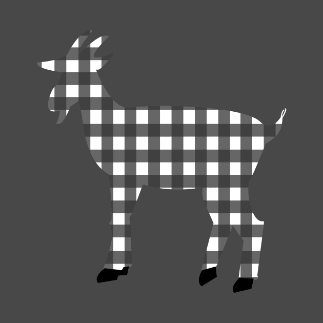 Lispe Goat with Black and White Gingham Check by Lispe