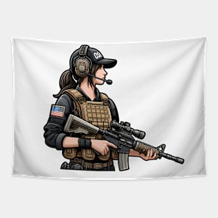 Tactical Girl Tapestry