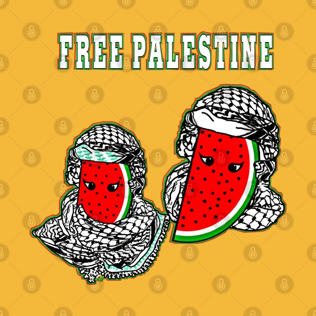 Free Palestine Watermelon Keffiyeh Couple - Front by SubversiveWare
