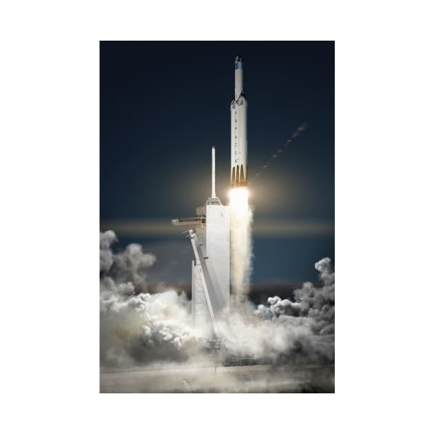 Falcon Heavy rocket launch by SpaceX, illustration (C031/1220) by SciencePhoto