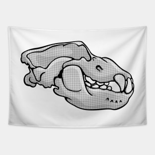 Ursus Spelaeus, Cave Bear Skull Duotone Illustration Tapestry