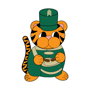 Marching Band Tiger Drum Green and Gold T-Shirt