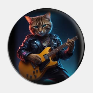 Rockstar Cat Guitar Pin