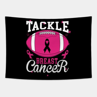 Tackle Breast Cancer Awareness Football Pink Ribbon Women Tapestry