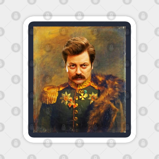Ron Swanson Old Portrait Painting (Parks and Rec) Magnet by UselessRob