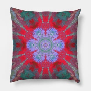 Psychedelic Hippie Flower Blue Purple and Red Pillow