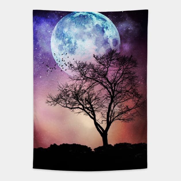 Moon Tree Tapestry by DyrkWyst