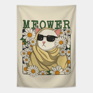 Meower Cool Flower Cat Tapestry