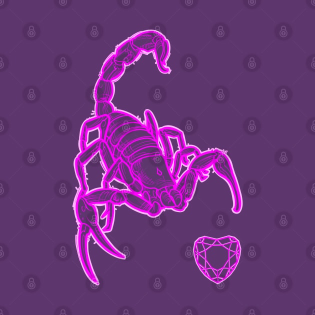 Purple scorpion with diamond heart by weilertsen