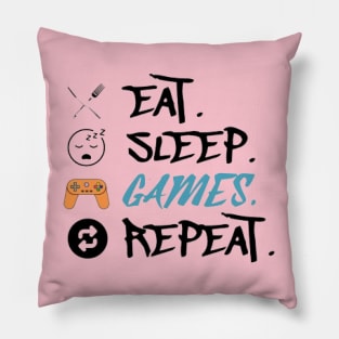 Eat Sleep Games Repeat Pillow