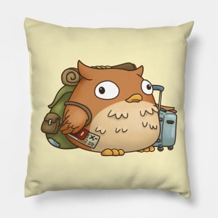 Cute Fat Owl with Traveling Backpack and Luggage Pillow