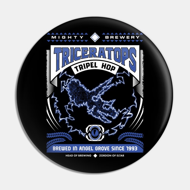 Mighty Brews - Blue Triceratops Pin by DCLawrenceUK