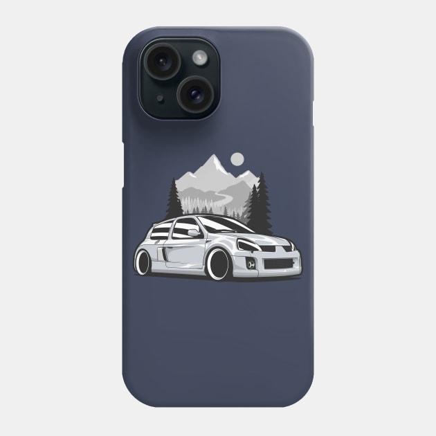 Silver Clio V6 Sport Phone Case by KaroCars