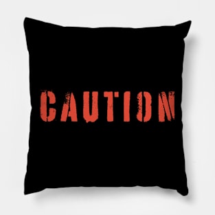 Caution Red Spray Painted Typography Design Pillow