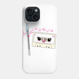 Cute pen and cassette love Phone Case