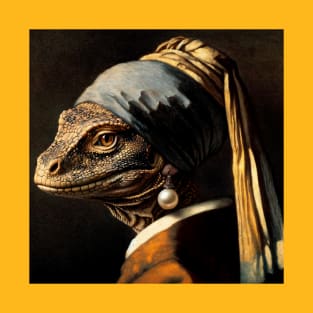 Wildlife Conservation - Pearl Earring Komodo Dragon Meme T-Shirt