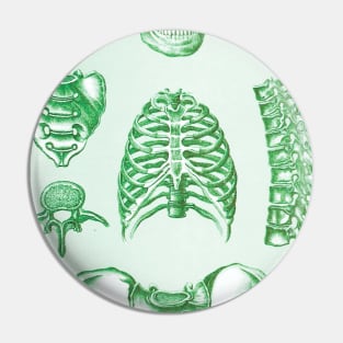 Poor Man's X-Ray Green Skeleton Pin