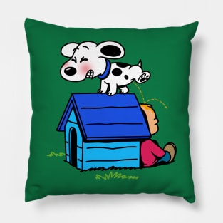 Funny Dog Peeing On Boy Gift For Dog Lovers Pillow