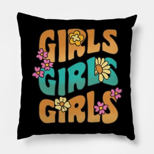 Girls Girls Girls Graphic T-Shirt - Cute & Comfy, Perfect for Playdates and Parties, Great Gift for Daughters or Nieces Pillow