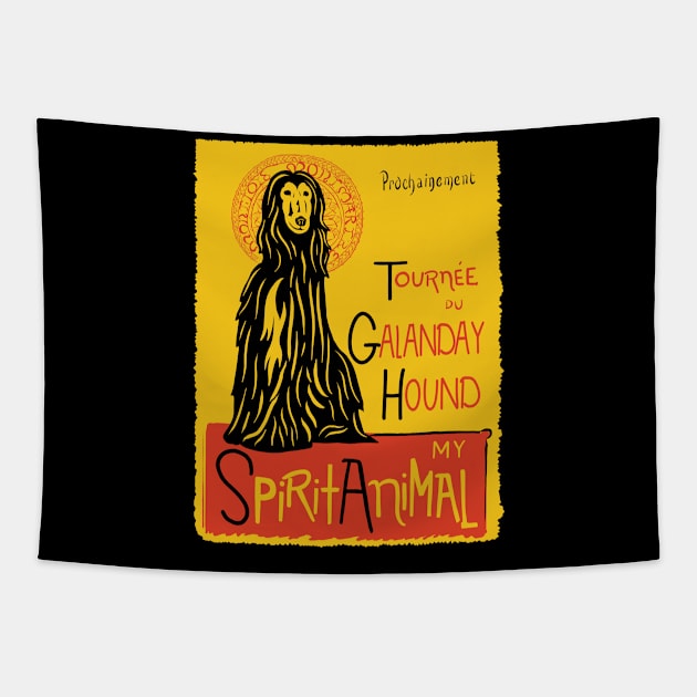 Funny Afghan Hound Cute Dog Chat Noir Mashup Art Tapestry by Get Hopped Apparel