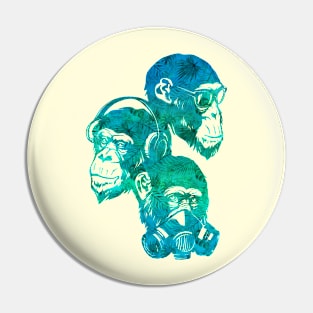 Three Monkey (Troical Blue) Pin