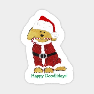 Cute Christmas Golden Doodle Santa Paws Magnet