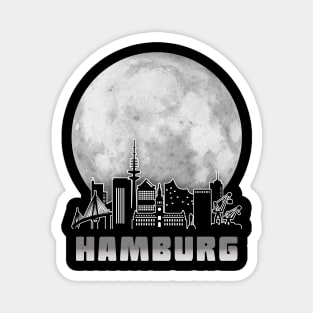 Hamburg Germany Skyline Full Moon Magnet