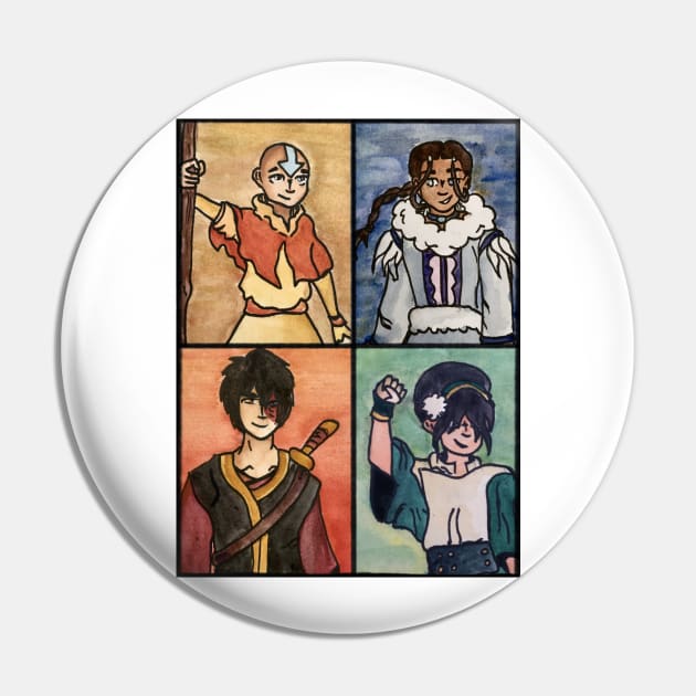 The Last Paintbender: Team Avatar Art Nouveau Pin by TheDoodlemancer