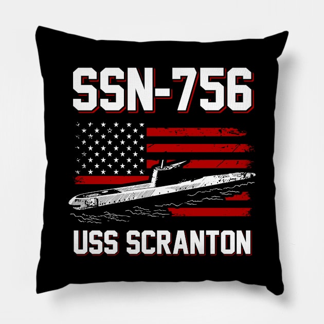 SSN-756 USS Scranton T-Shirt Pillow by Zone32