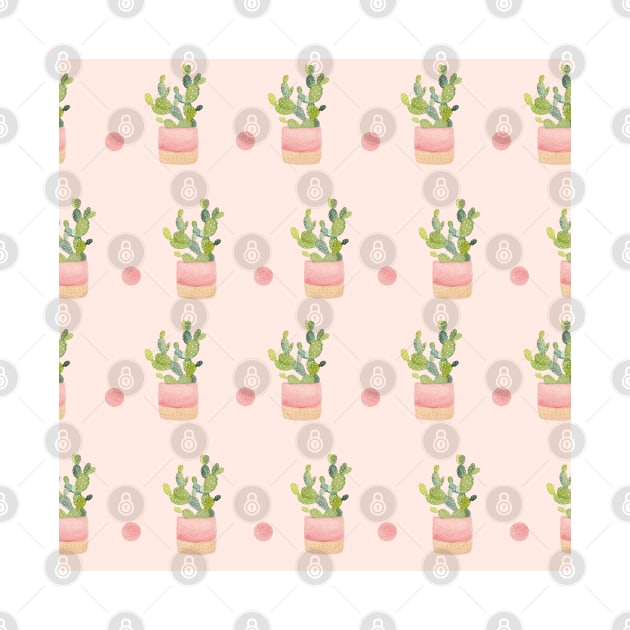 Cactus Pattern in Pink | Houseplants | Botanicals | Watercolor by thewhimsicalrepose