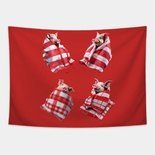 Funny Festive Pigs in Blankets Christmas Pun 5 Tapestry