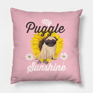 Puggle and Sunflowers Dog Lover Gifts For Women and Girls Pillow