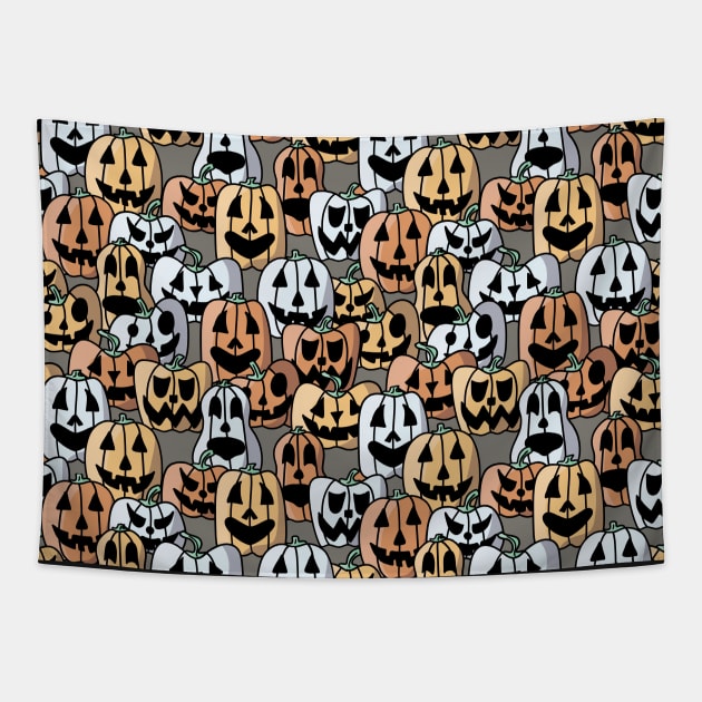 Pile of Jack o Laterns - Halloween Pattern - Pastel Colors Tapestry by GenAumonier