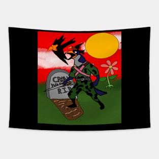 drawing crow warrior graveyard Tapestry