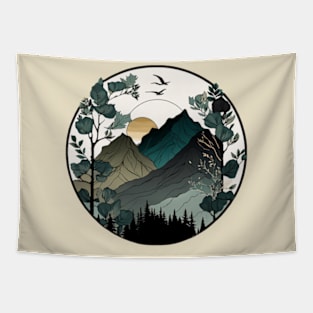 beautiful mountain view, vintage style Tapestry