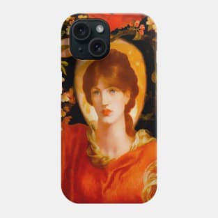 Red-haired girl in red clothes in the garden with flowers Phone Case