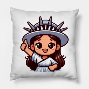 A Whimsical Tribute to American Culture in Cartoon Style T-Shirt Pillow