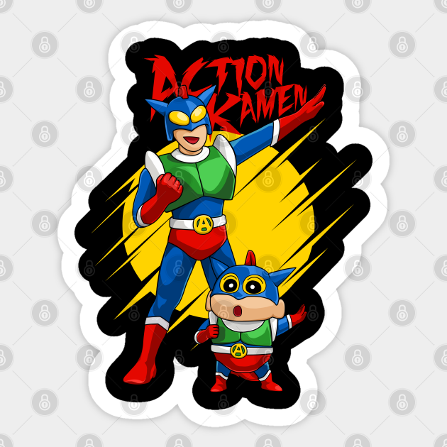 Action Kamen - Crayon Shin Chan - Sticker | TeePublic Action Kamen - Crayon Shin Chan - Sticker | TeePublic
