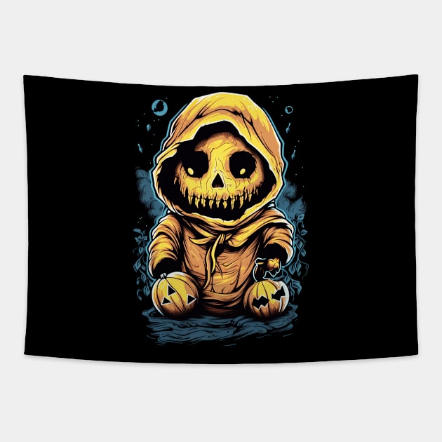 Eerie Halloween Ghoul Art - Spooky Season Delight Tapestry by Captain Peter Designs