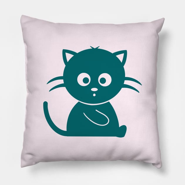 Funny Cat Sitting Silhouette Pillow by Athikan