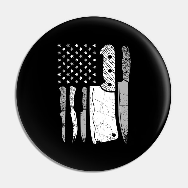 Chef Knife American Flag Pin by captainmood